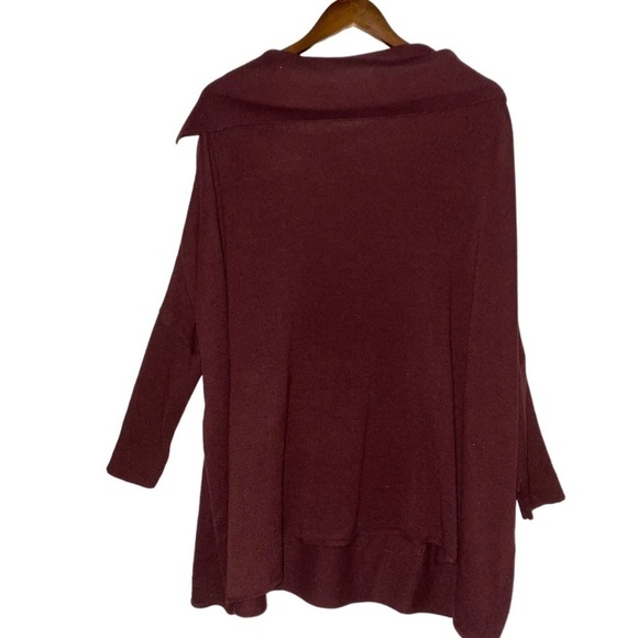 Venus Cowl Neck Long Rib Knit Burgundy Sweater Size Xl - Picture 2 of 5